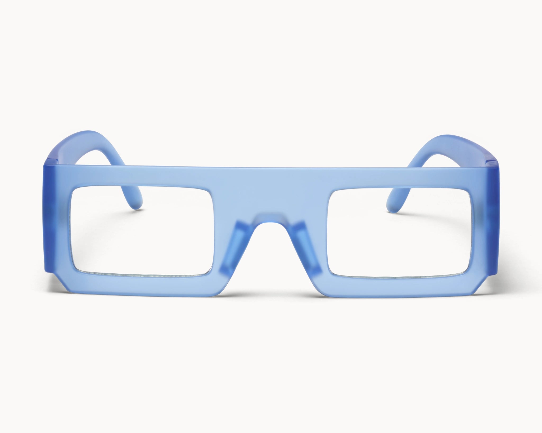 3D Nordic - blaue Retro-Oversized-Brille von VIDAR EYEWEAR - inspiriert von den ikonischen 3D-IMAX-Brillen - aus nachhaltigen Materialien - Frontansicht.