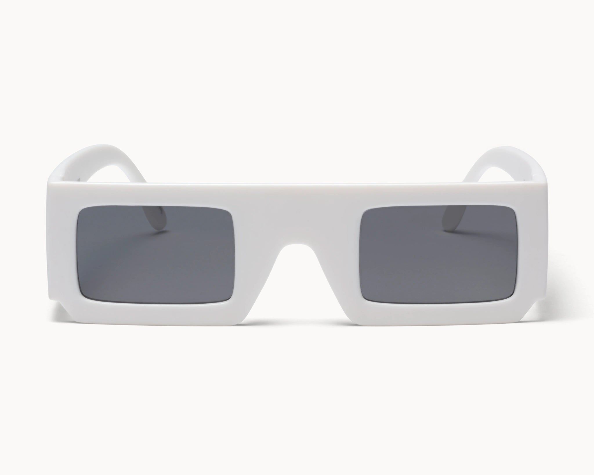3D Nordic - hvite retro oversized solbriller fra VIDAR EYEWEAR inspirert av ikoniske 3D-IMAX i bærekraftige materialer - sett forfra.
