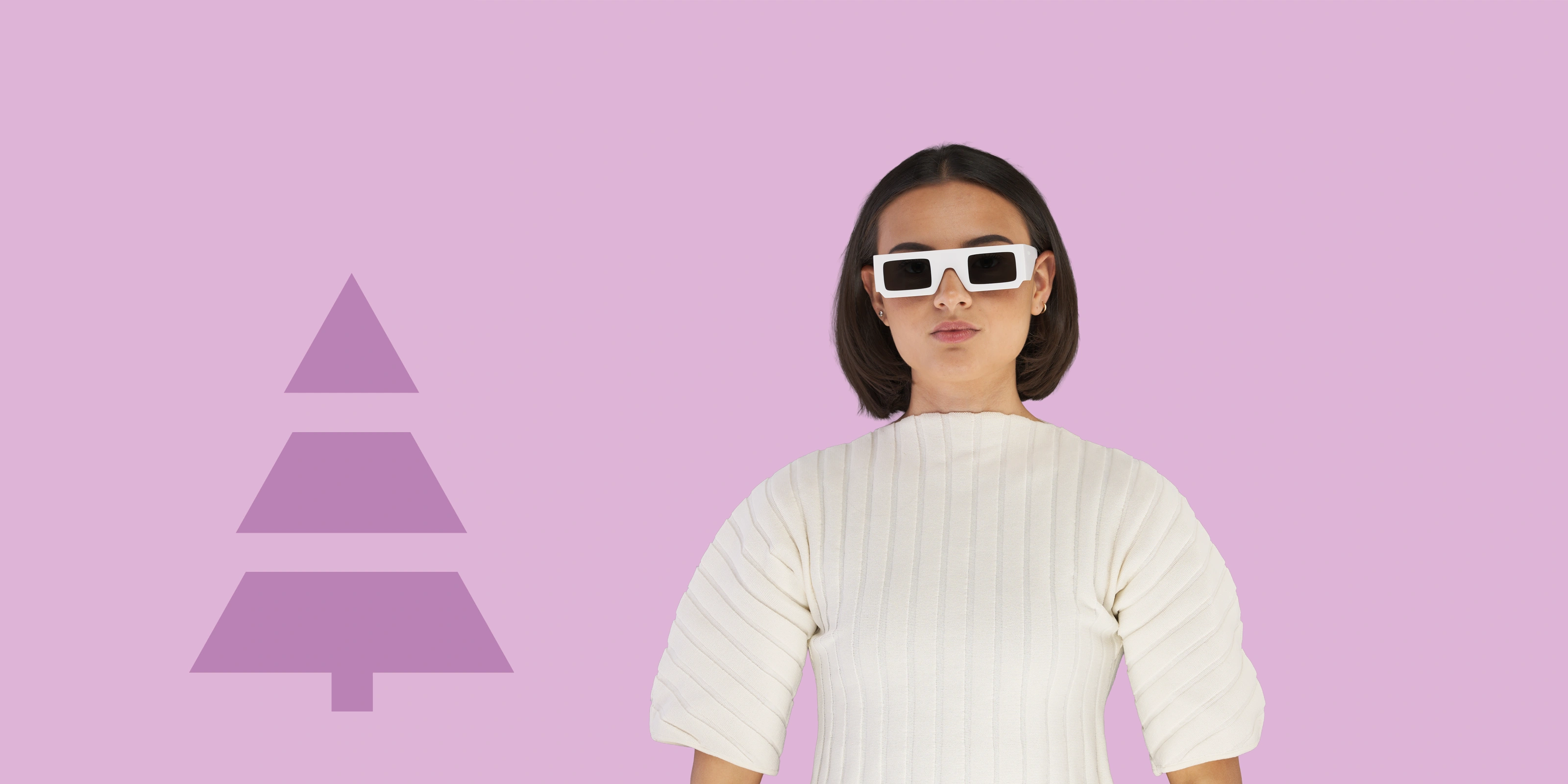 Kvinnelig modell med hvite 3D Nordic retro-solbriller fra VIDAR EYEWEAR.