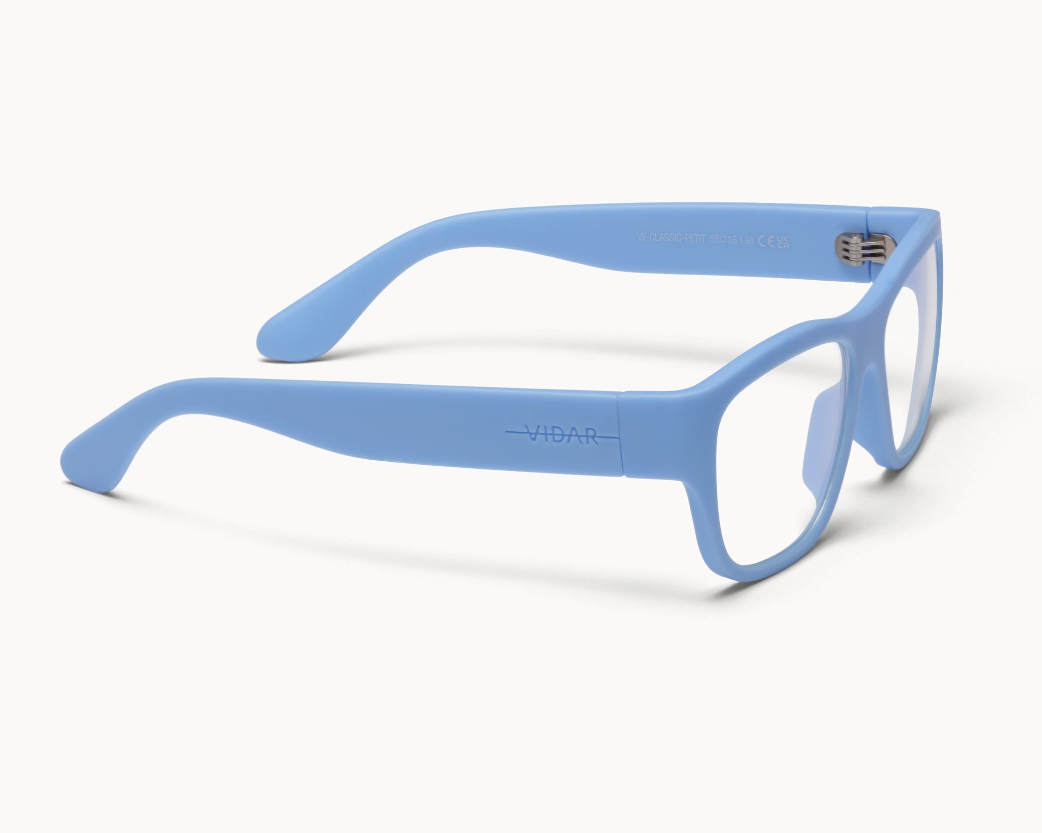 VIDAR EYEWEARs sofistikerte og bærekraftige Classic Petit briller i blå med klare glass